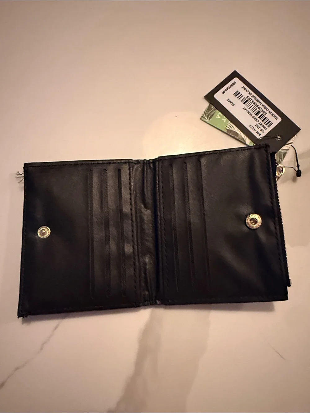 Badgley mischka Black Quilted coin/card wallet with Gold Logo - Designer Style